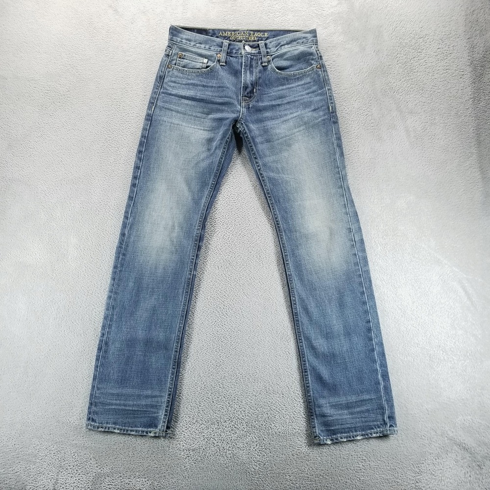 American Eagle Jeans‎ Mens 28x32 Blue Slim Straight Medium Wash Faded Y2K